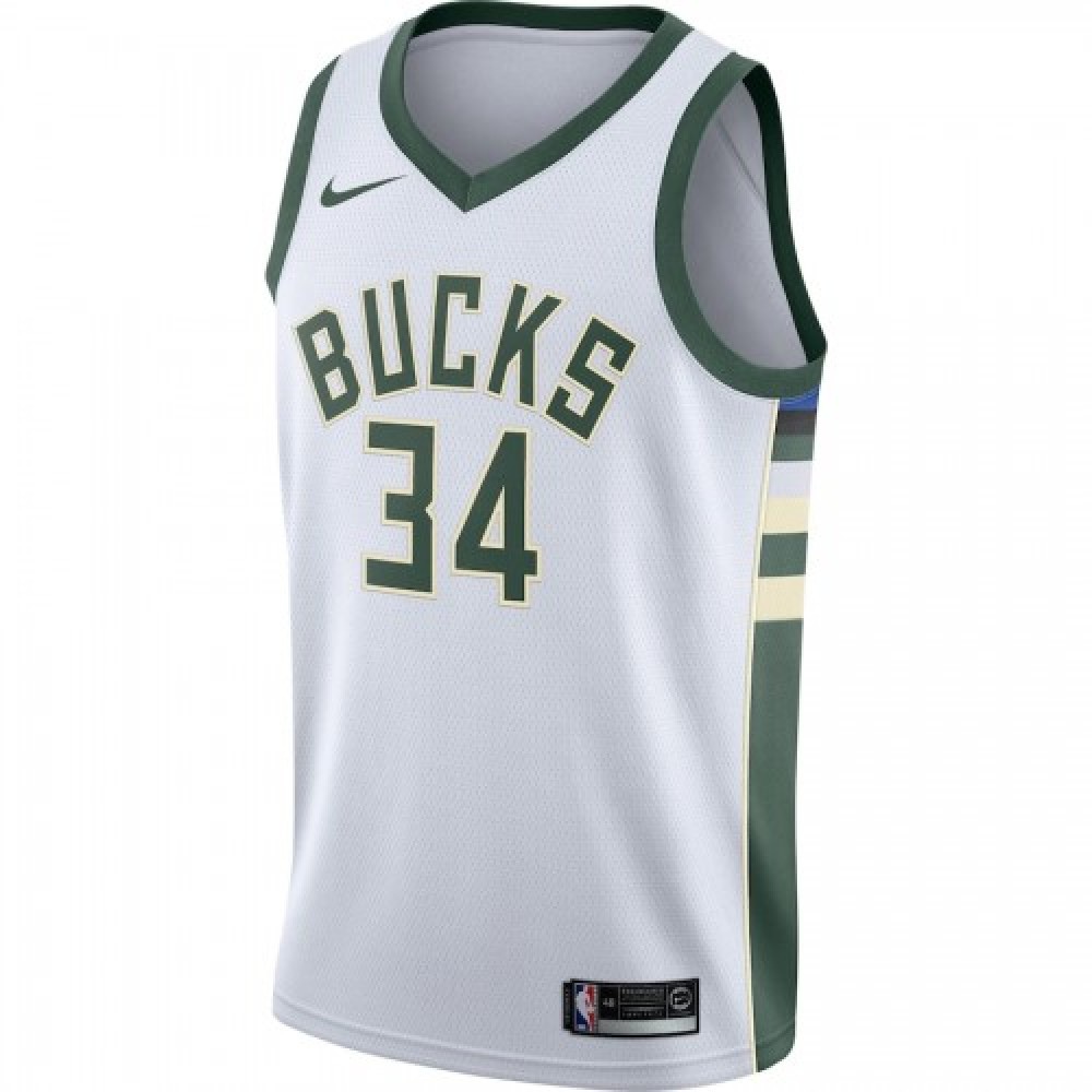 Men's Milwaukee Bucks Giannis Antetokounmpo #34 White Swingman Jersey - Association Edition-Pro Kit Vault | Brand New 26/27 Sports Jerseys